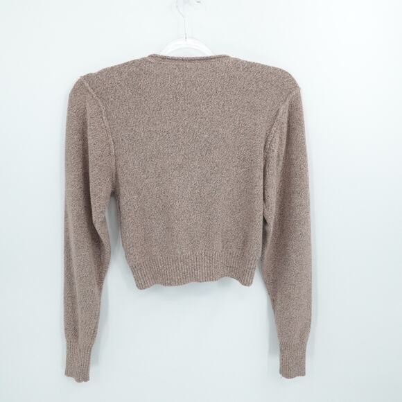 Free People Sweater Womens Medium Rose Gold Knit Wrap Cropped Metallic Shimmer - Picture 2 of 11